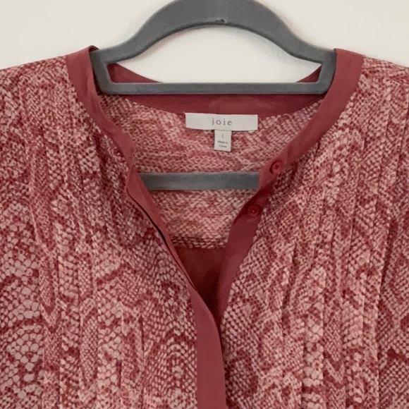 Joie pink snake skin pattern long sleeve button up blouse - Picture 3 of 4